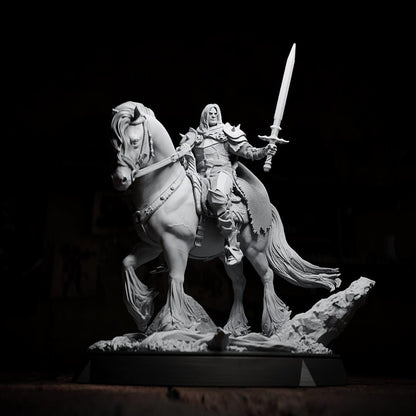The Knight, Mounted Fighter | Tabletop or Display Scale | TTRPG D&D Miniature | Cripta Studios