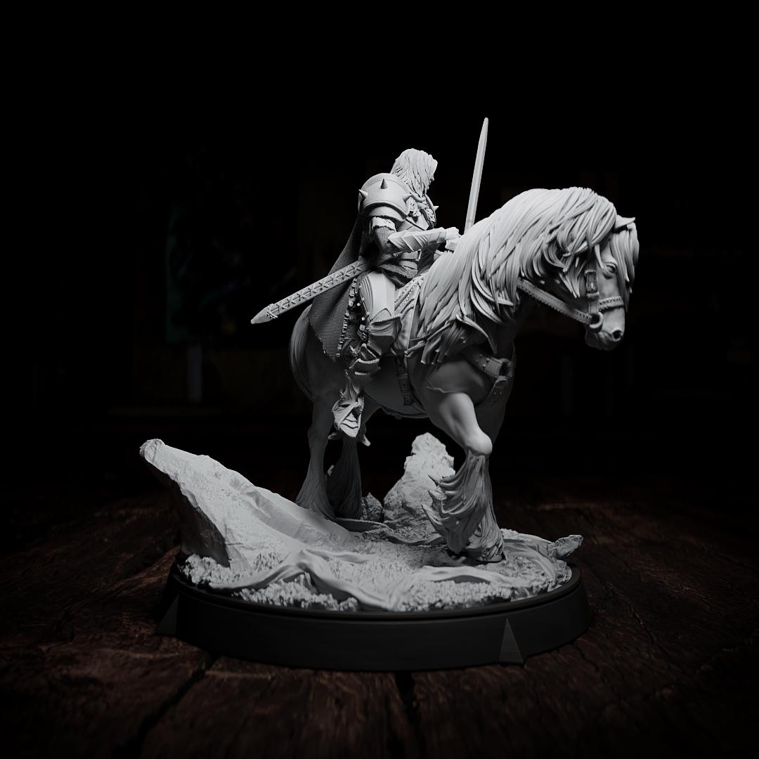 The Knight, Mounted Fighter | Tabletop or Display Scale | TTRPG D&D Miniature | Cripta Studios