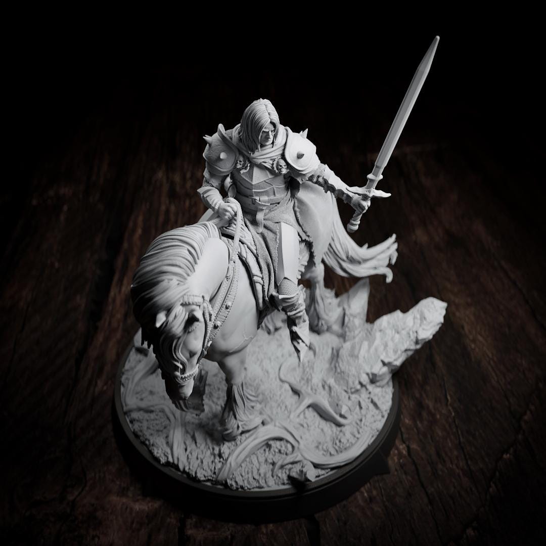 The Knight, Mounted Fighter | Tabletop or Display Scale | TTRPG D&D Miniature | Cripta Studios