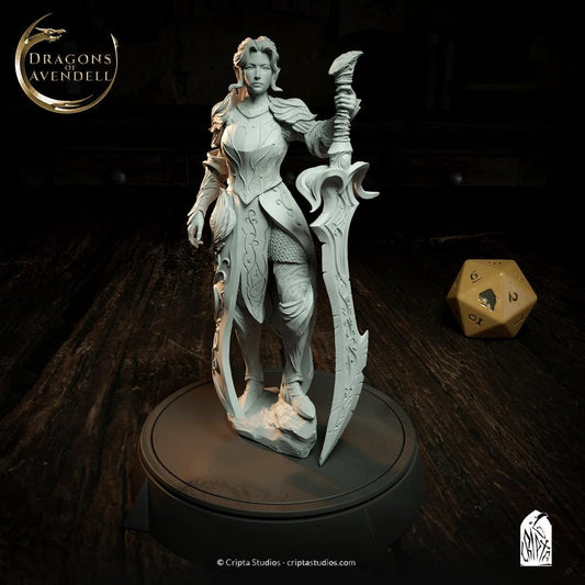 Melagriel, Elf Half-Elf Paladin | Tabletop or Display Scale | TTRPG D&D Miniature | Cripta Studios