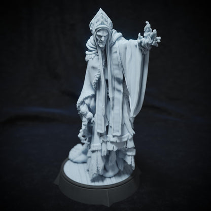 Father Moren, Priest Cleric Enemy | Tabletop or Display Scale | TTRPG D&D Miniature | Cripta Studios | Unpainted, Unplated Resin 8k