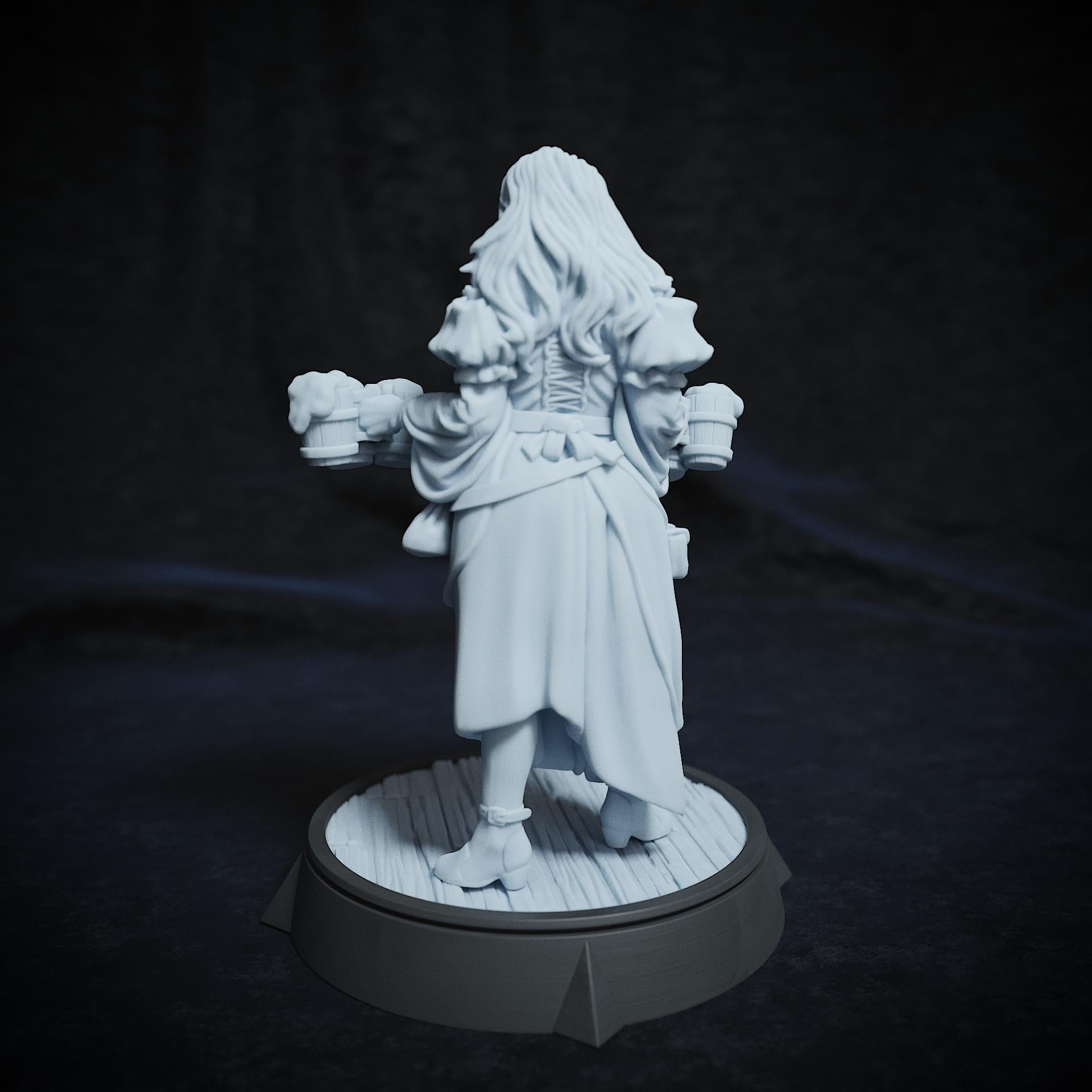 Muriel Becker, Barmaid, Innkeeper, Tavern Owner | Tabletop or Display Scale | TTRPG D&D Miniature | Cripta Studios