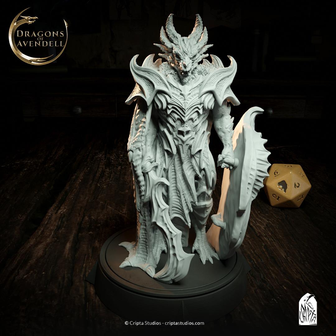 Drazhur, Half Dragon Dragonborn | Tabletop, Display Scale, Bust | TTRPG D&D Miniature | Cripta Studios