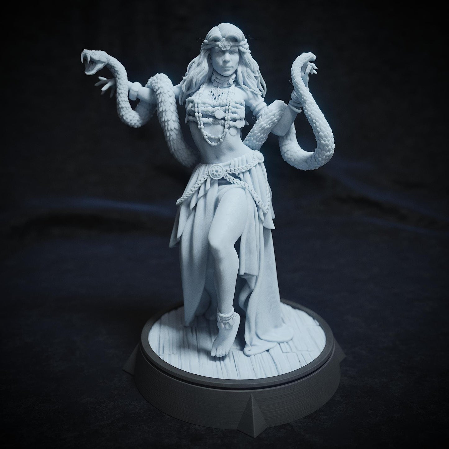 Alma Slyden, Snake Charmer Bard Dancer | Tabletop or Display Scale | TTRPG D&D Miniature | Cripta Studios