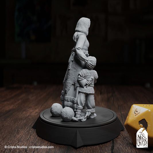 Valeria and Benor Turian, Human Commoners | Tabletop or Display Scale | TTRPG D&D Miniature | Cripta Studios