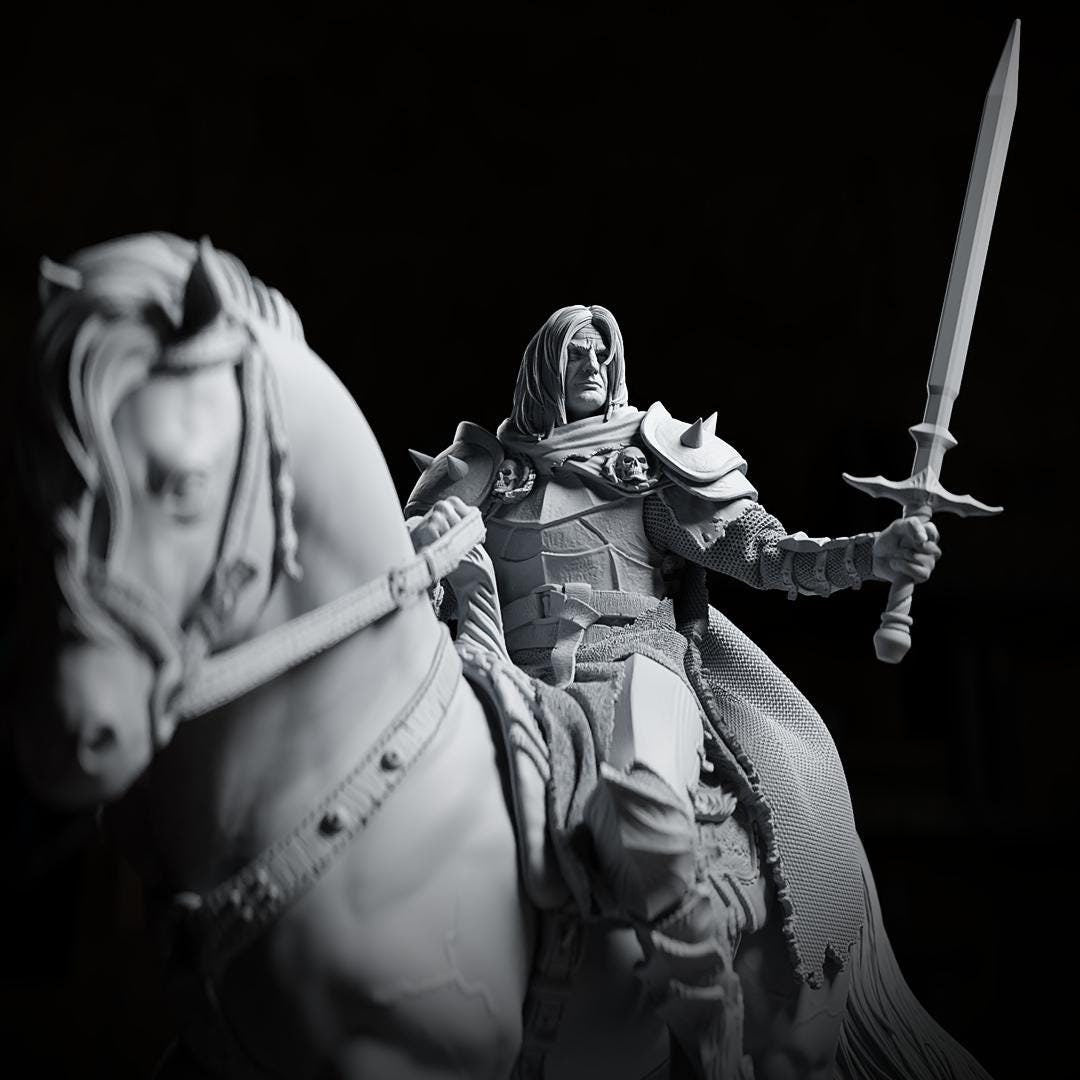 The Knight, Mounted Fighter | Tabletop or Display Scale | TTRPG D&D Miniature | Cripta Studios