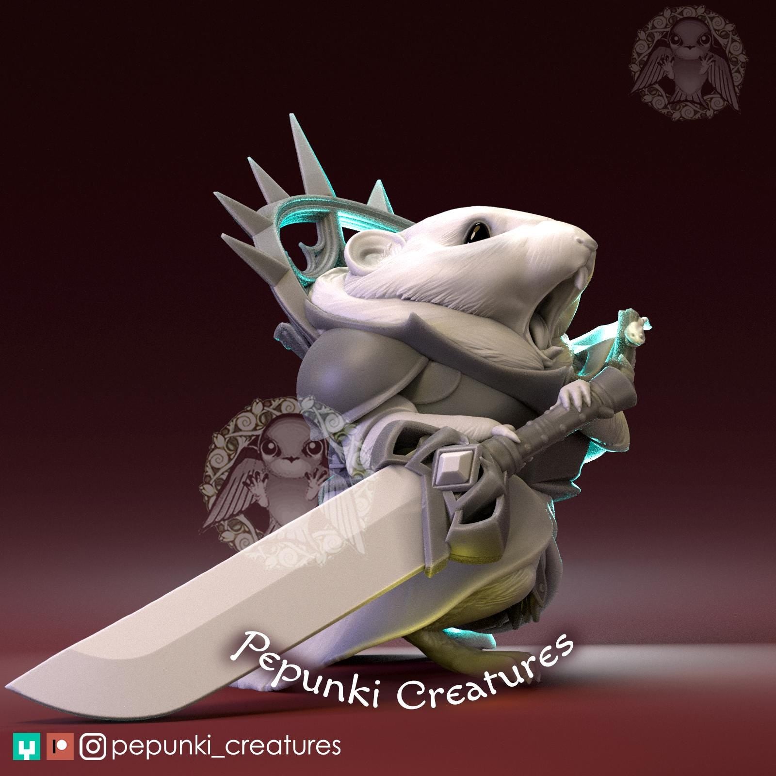 Pika Paladin | Tabletop or Display Scale | D&D Humblewood TTRPG Miniature | Pepunki Creatures