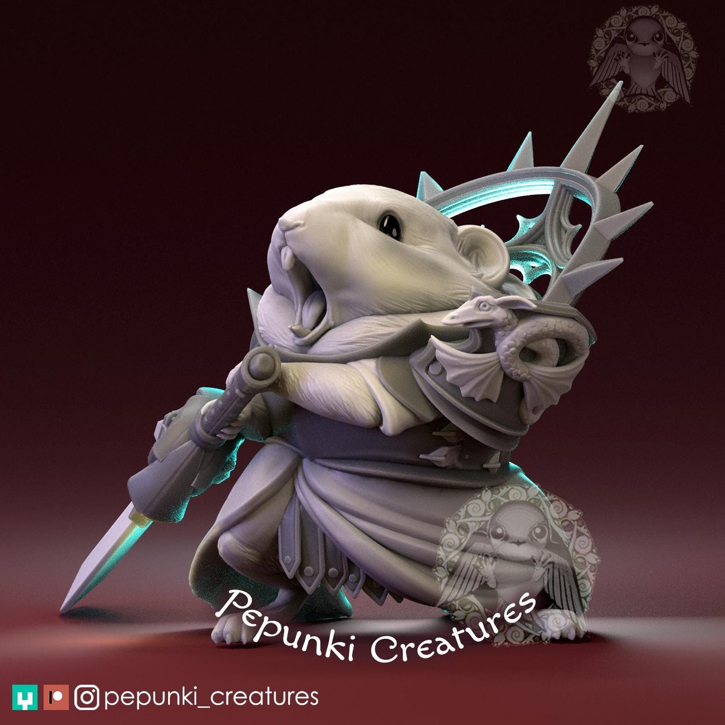 Pika Paladin | Tabletop or Display Scale | D&D Humblewood TTRPG Miniature | Pepunki Creatures