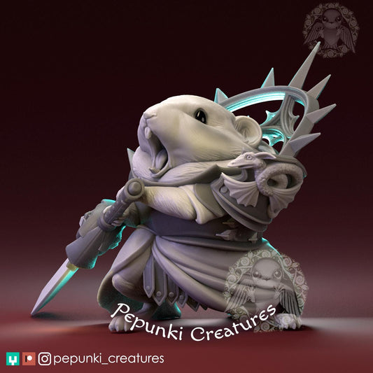 Pika Paladin | Tabletop or Display Scale | D&D Humblewood TTRPG Miniature | Pepunki Creatures