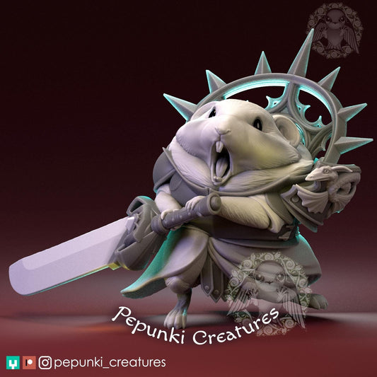 Pika Paladin | Tabletop or Display Scale | D&D Humblewood TTRPG Miniature | Pepunki Creatures