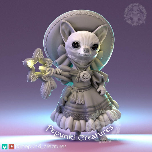 Chihuahua Sorceress | Tabletop or Display Scale | D&D Humblewood TTRPG Miniature | Pepunki Creatures