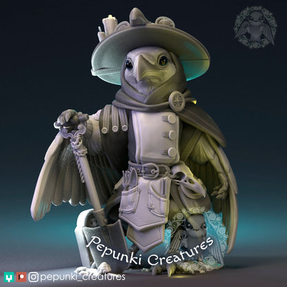 Raven Gravedigger Plague Doctor miniature by Tattles Told 3D, tabletop or display scale, featuring a detailed plague doctor character.