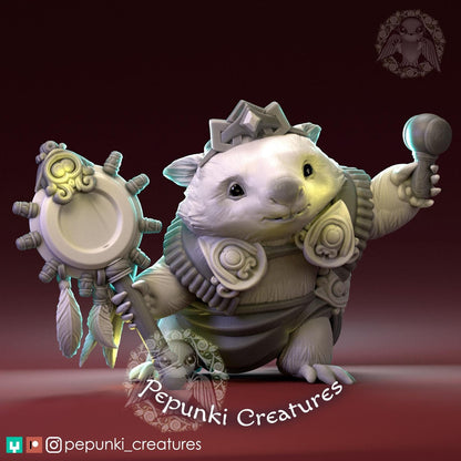 Wombat Shaman Wizard | Tabletop or Display Scale | D&D Humblewood TTRPG Miniature | Pepunki Creatures