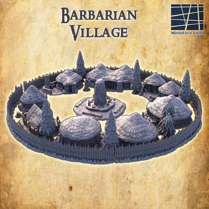 Barbarian Huts | 28mm Scale Model Terrain | D&D TTRPG Playable 3D Printed Building | MiniatureLand