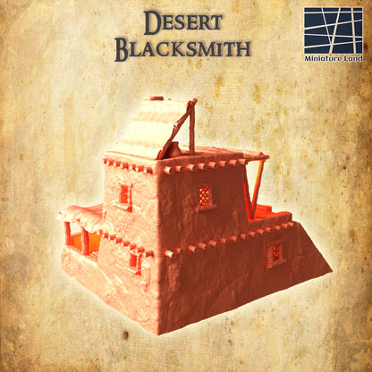Desert Blacksmith | 28mm Scale Model Terrain | D&D TTRPG Playable 3D Printed Building | MiniatureLand