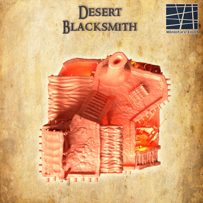 Desert Blacksmith | 28mm Scale Model Terrain | D&D TTRPG Playable 3D Printed Building | MiniatureLand