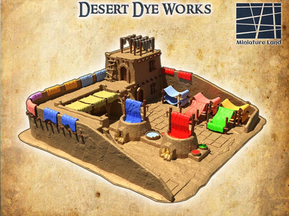 Desert Dye Works | 28mm Scale Model Terrain | D&D TTRPG Playable 3D Printed Building | MiniatureLand