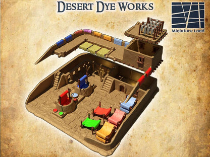 Desert Dye Works | 28mm Scale Model Terrain | D&D TTRPG Playable 3D Printed Building | MiniatureLand