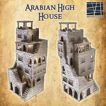 Desert High House | 28mm Scale Model Terrain | D&D TTRPG Playable 3D Printed Building | MiniatureLand