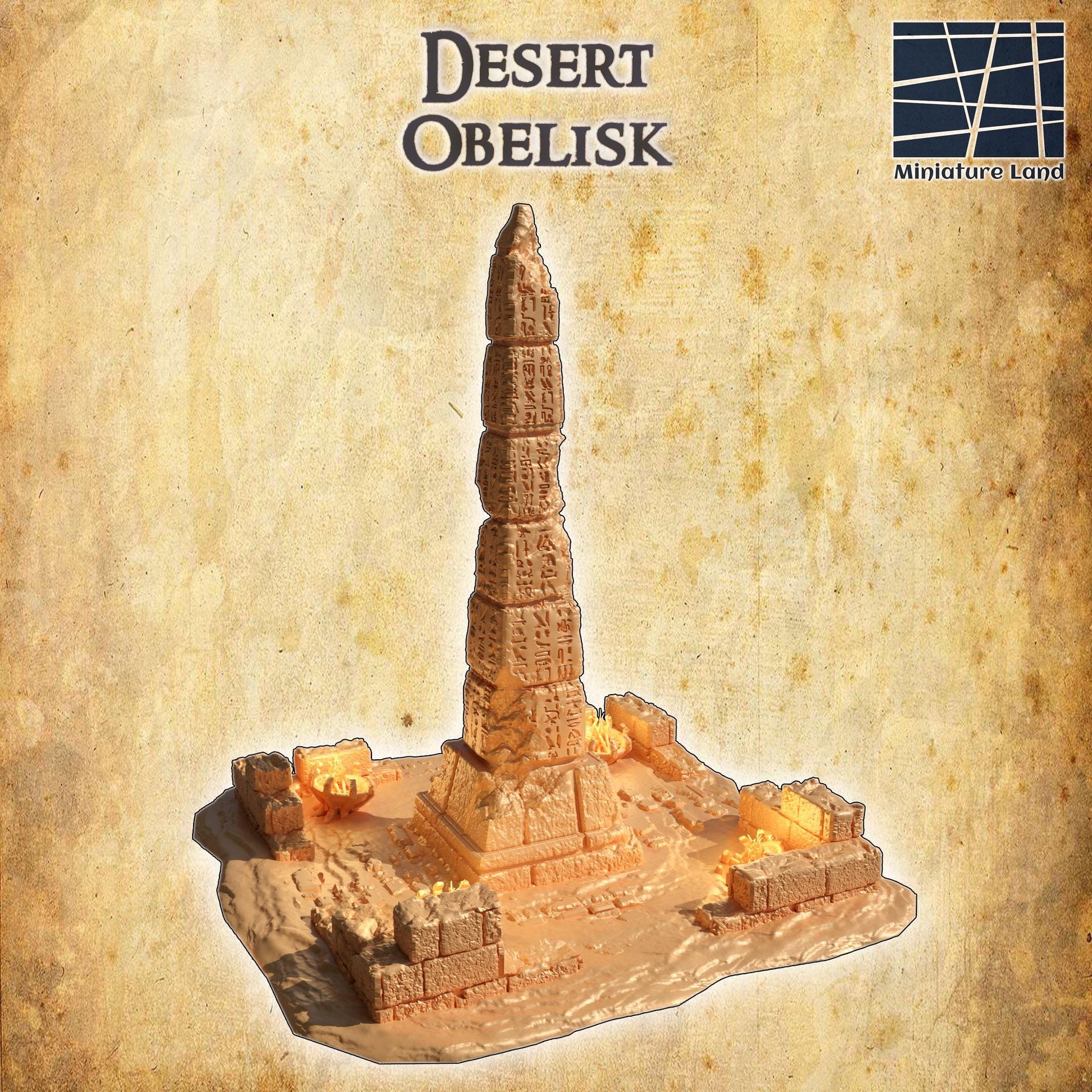 Desert Obelisk | 28mm Scale Model Terrain | D&D TTRPG Playable 3D Printed Building | MiniatureLand
