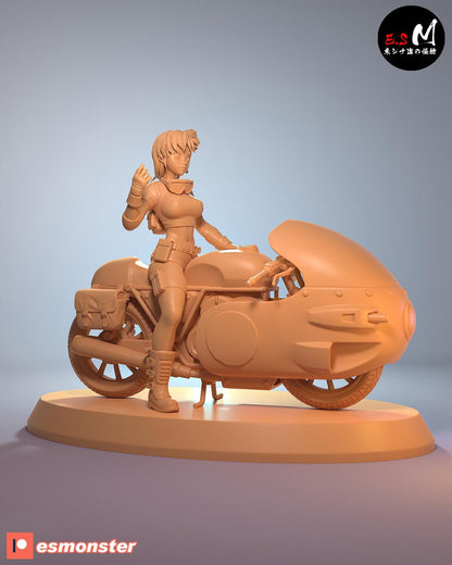 Prodigal Genius on a Bike | Resin Garage Kit Sculpture Anime Video Game Fan Art Statue | E.S Monster