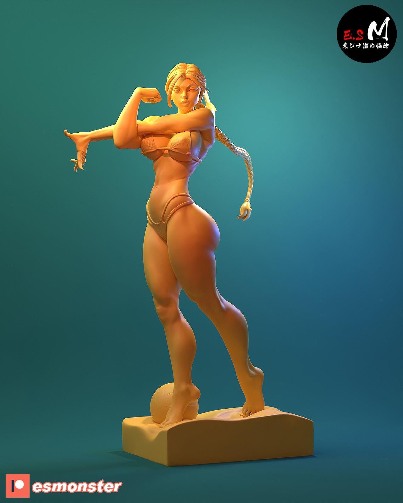 Beach Babe Fighter | Resin Garage Kit Sculpture Anime Video Game Fan Art Statue | E.S Monster