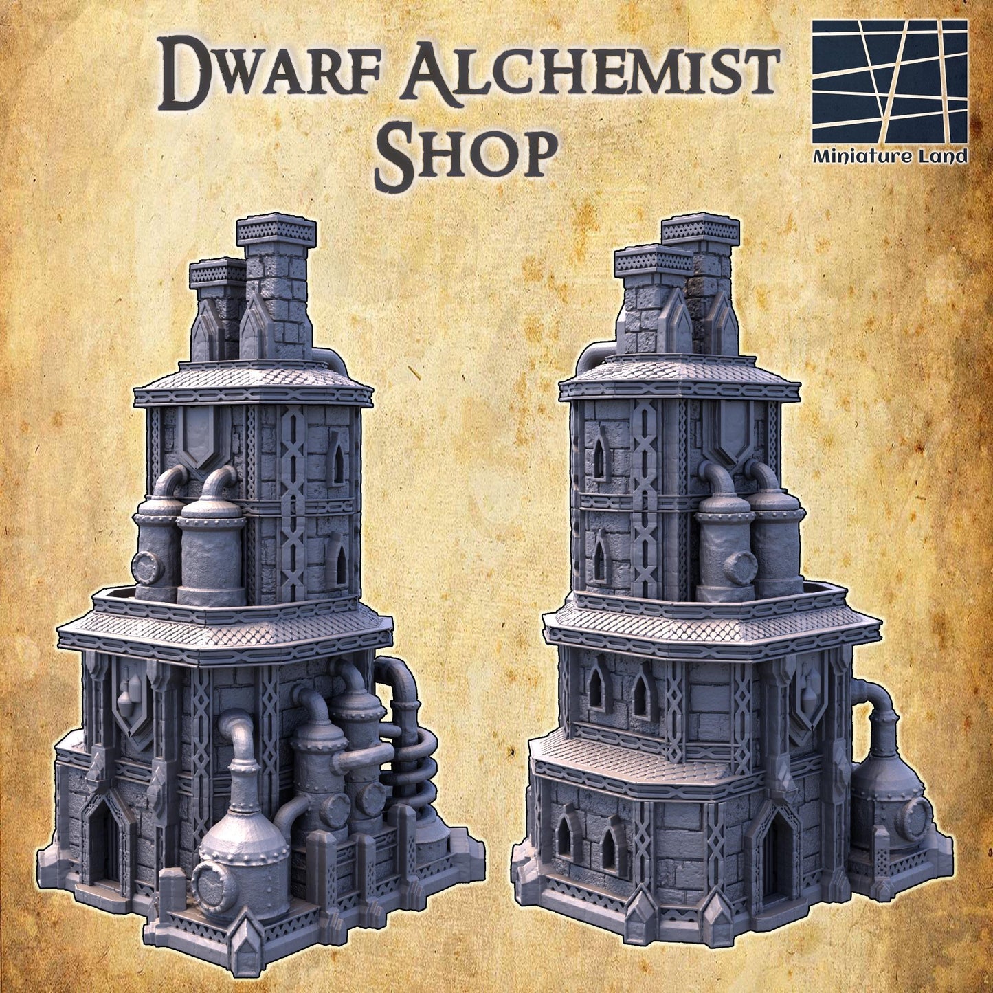 Dwarf Alchemist Shop | 28mm Scale Model Terrain | D&D TTRPG Playable 3D Printed Building | MiniatureLand