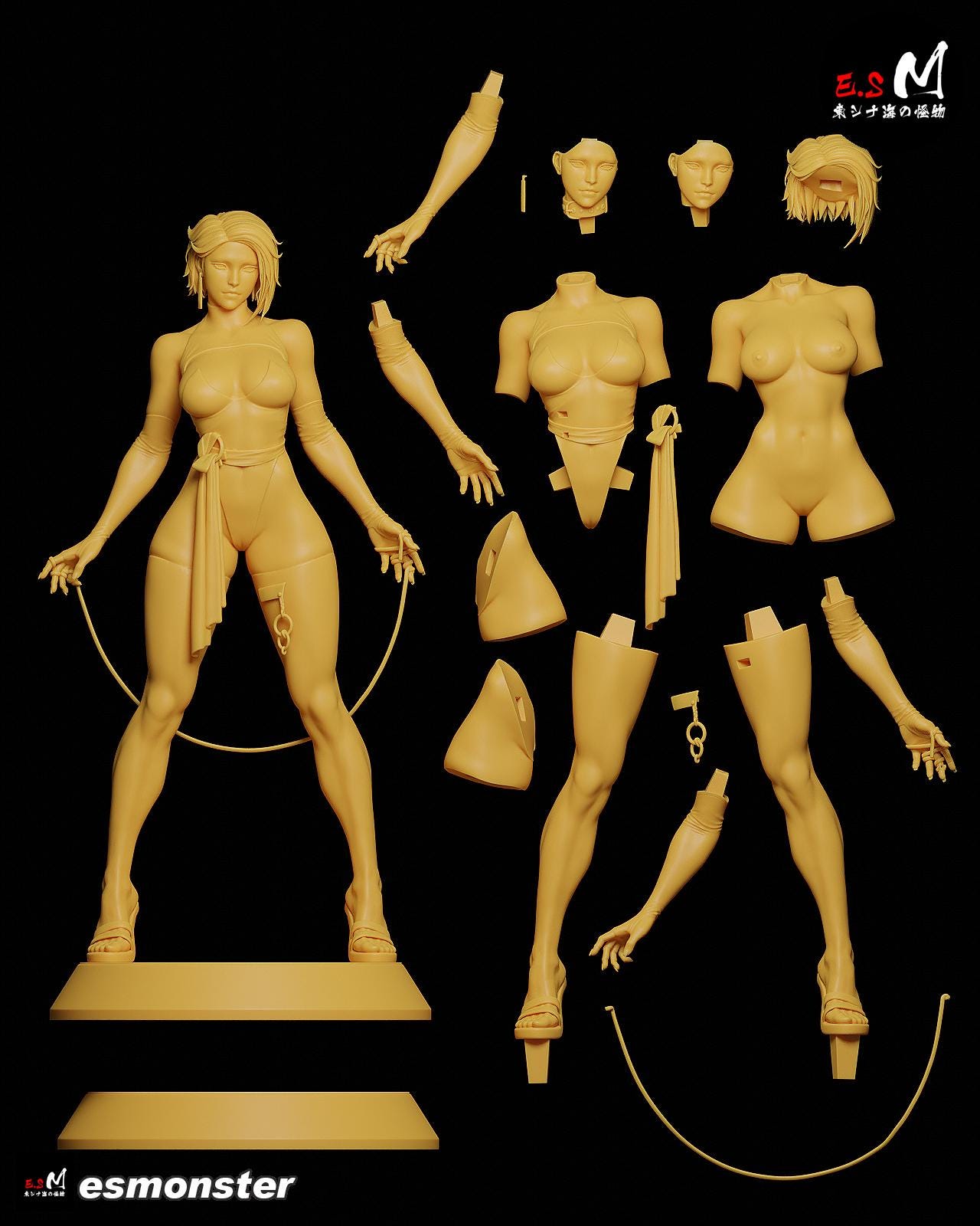 Line Girl | Resin Garage Kit Sculpture Anime Video Game Fan Art Statue | E.S Monster