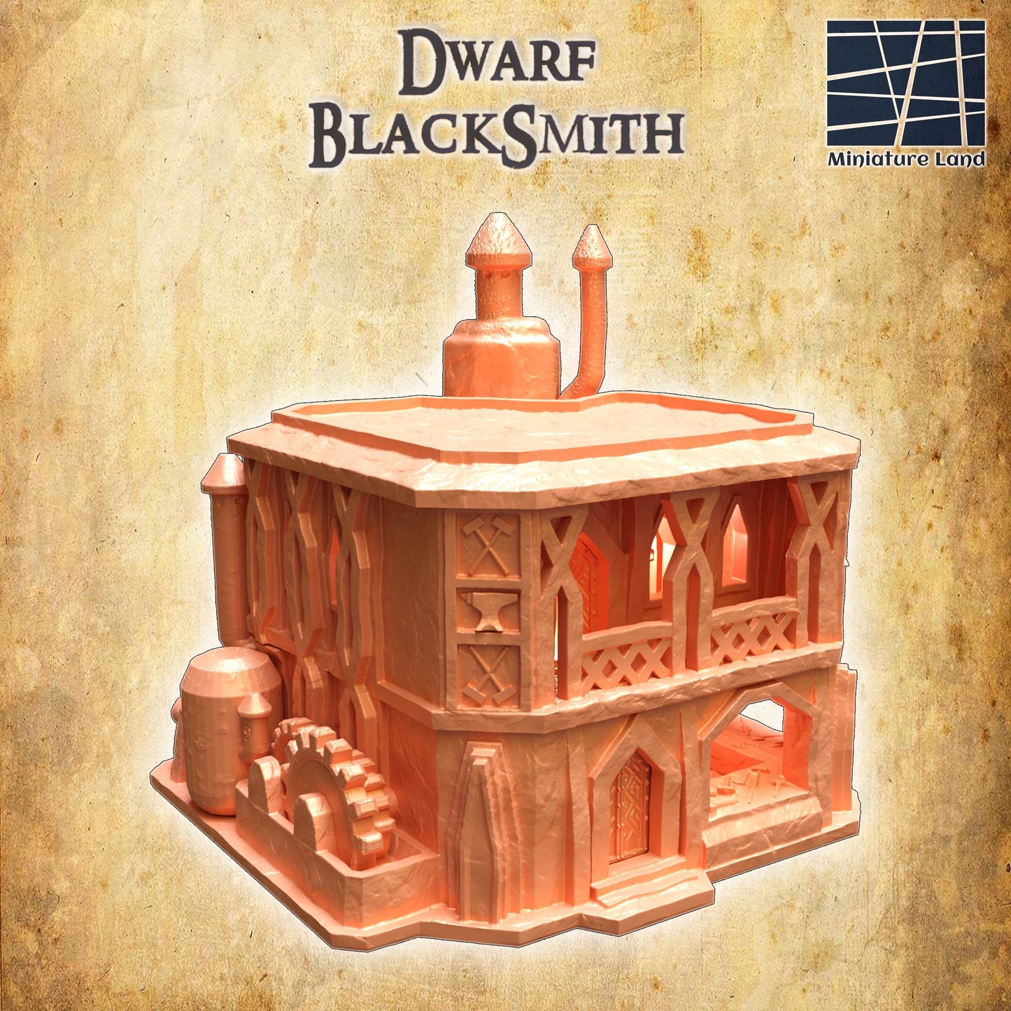 Dwarf Blacksmith House | 28mm Scale Model Terrain | D&D TTRPG Playable 3D Printed Building | MiniatureLand