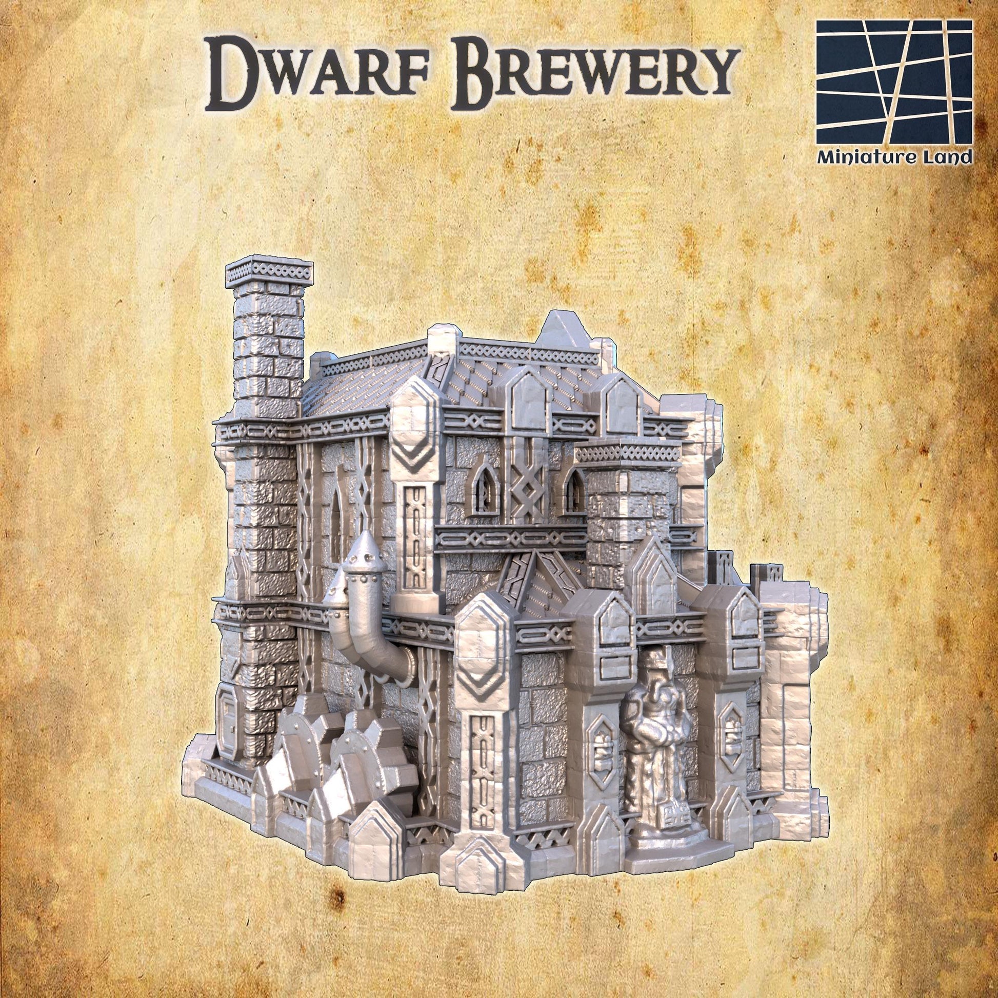 Dwarf Brewery | 28mm Scale Model Terrain | D&D TTRPG Playable 3D Printed Building | MiniatureLand