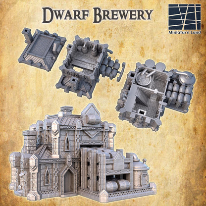 Dwarf Brewery | 28mm Scale Model Terrain | D&D TTRPG Playable 3D Printed Building | MiniatureLand