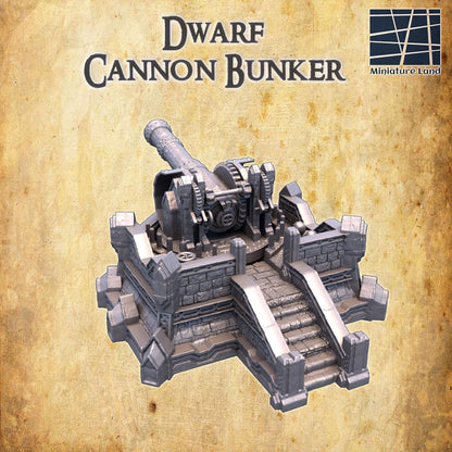 Dwarf Cannon Bunker | 28mm Scale Model Terrain | D&D TTRPG Playable 3D Printed Building | MiniatureLand