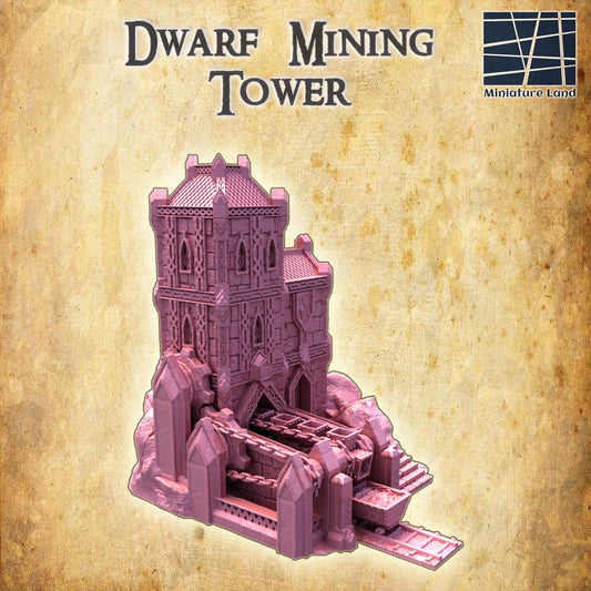 Dwarf Coal Mine, Mining Tower | 28mm Scale Model Terrain | D&D TTRPG Playable 3D Printed Building | MiniatureLand