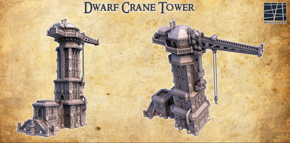 Dwarf Crane Tower | 28mm Scale Model Terrain | D&D TTRPG Playable 3D Printed Building | MiniatureLand