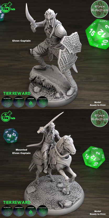 Elven Soldiers, Mounted, Unmounted, Fighters | Tabletop Gaming Miniature | TPKLab