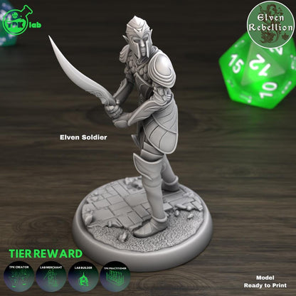 Elven Soldiers, Mounted, Unmounted, Fighters | Tabletop Gaming Miniature | TPKLab