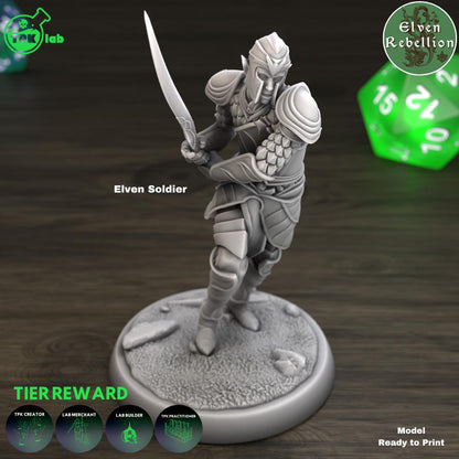 Elven Soldiers, Mounted, Unmounted, Fighters | Tabletop Gaming Miniature | TPKLab