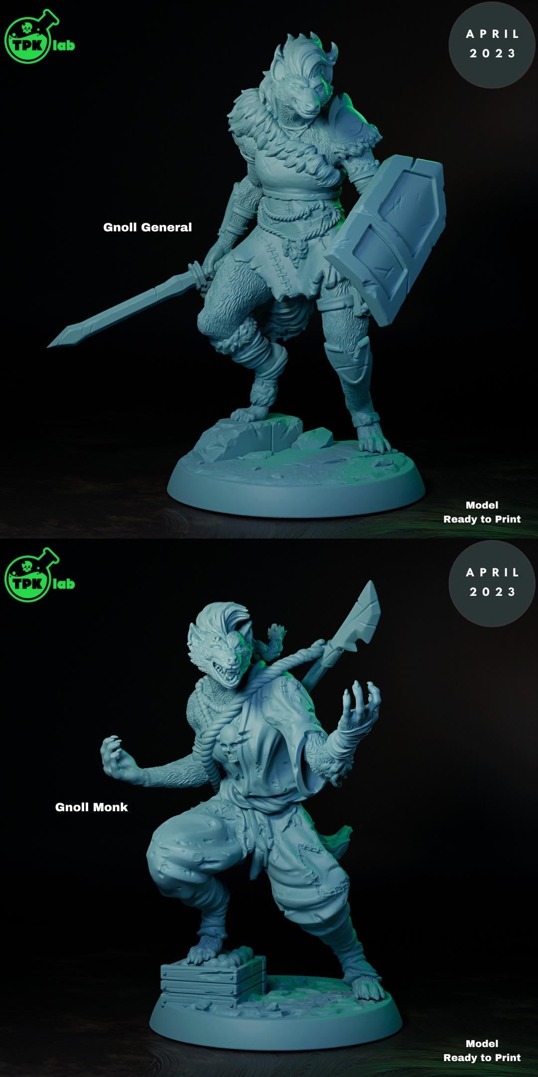 Gnoll Fighters, Corrupted Hyenas | Tabletop Gaming Miniature | TPKLab