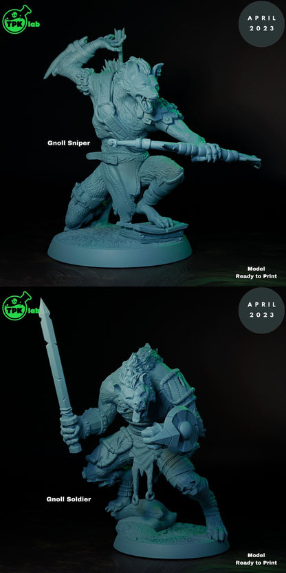 Gnoll Fighters, Corrupted Hyenas | Tabletop Gaming Miniature | TPKLab