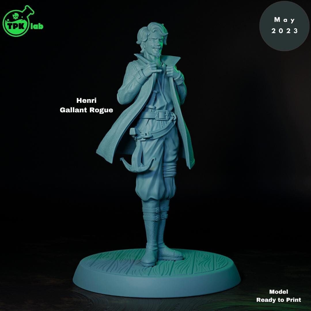 Henri the Gallant Rogue | Tabletop Gaming Miniature | TPKLab