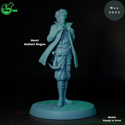 Henri the Gallant Rogue | Tabletop Gaming Miniature | TPKLab