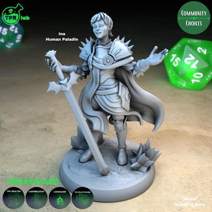 Human Paladins, Ina, Sebastian | Tabletop Gaming Miniature | TPKLab