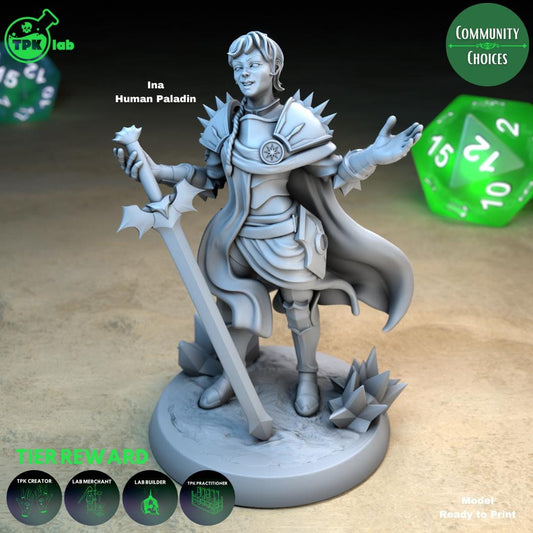 Human Paladins, Ina, Sebastian | Tabletop Gaming Miniature | TPKLab
