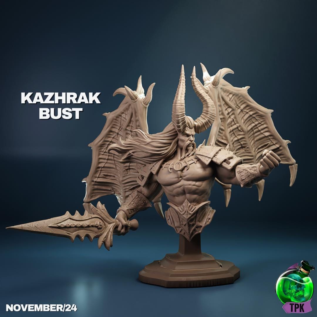 Kazhrak, Warlord of the Elemental Abyss Demon Devil | Tabletop Gaming Mini or Display Figure | TPKLab