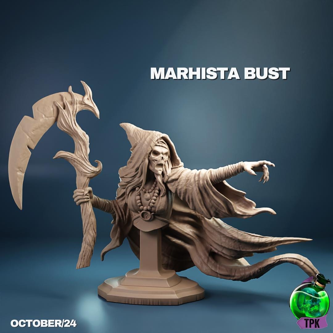 Maristha the Lich Crone, Undead Woman Wizard Sorcerer Mage | Tabletop Gaming Mini or Display Figure | TPKLab