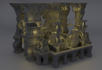 Dwarf Forge Complex | 28mm Scale Model Terrain | D&D TTRPG Playable 3D Printed Building | MiniatureLand