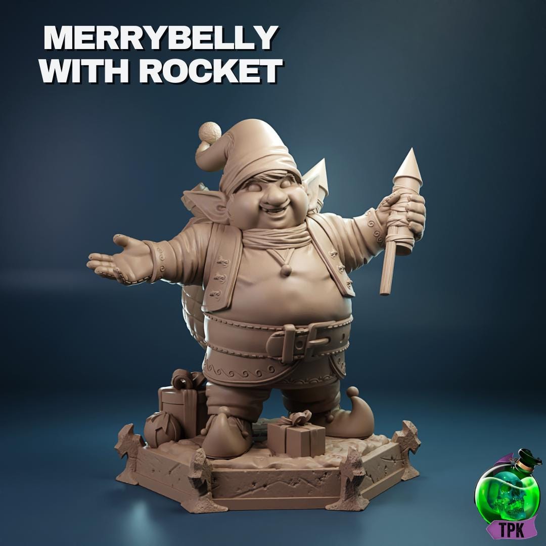 Merrybelly, Santa's Helper Elf | Tabletop Gaming Mini or Display Figure | TPKLab