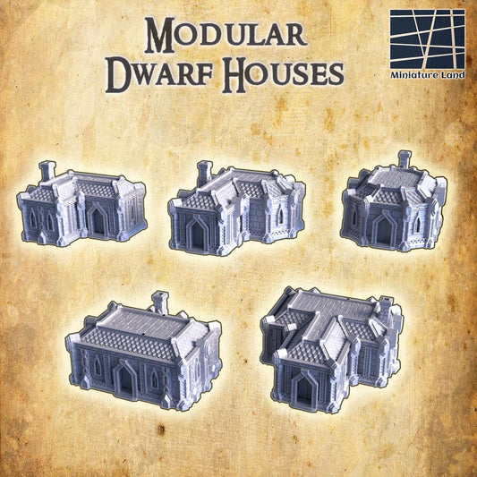 Dwarf Houses | 28mm Scale Model Terrain | D&D TTRPG Playable 3D Printed Building | MiniatureLand