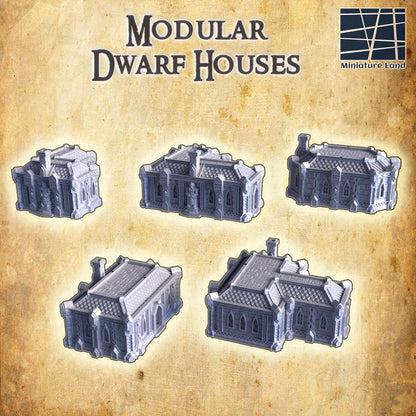Dwarf Houses | 28mm Scale Model Terrain | D&D TTRPG Playable 3D Printed Building | MiniatureLand