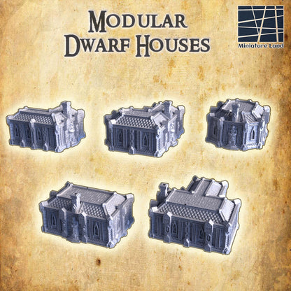 Dwarf Houses | 28mm Scale Model Terrain | D&D TTRPG Playable 3D Printed Building | MiniatureLand